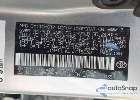 2018 Toyota Camry Se z USA, uszkodzony, nr VIN JTNB11HK6J3015230